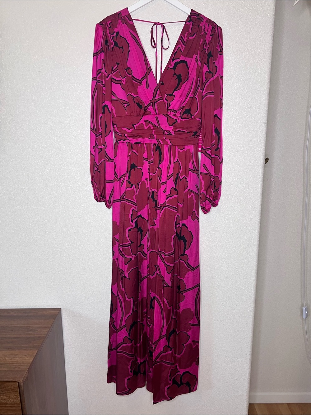Alex Marie Fuchsia & Magenta Floral Wrap Maxi Dress - Unbranded